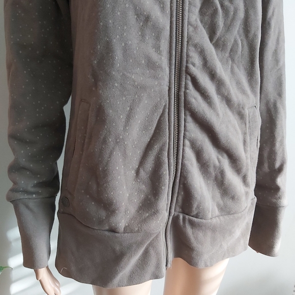 Mazine women's taupe tan green hoodie hooded sweatshirt zip up polkadots - Picture 3 of 16